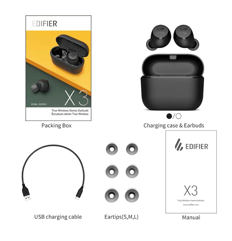 EDIFIER X3 X3 Lite TWS Wireless Bluetooth Earphone Bluetooth 5.3 Voice Assistant touch control up to 24hrs playback EQ Preset