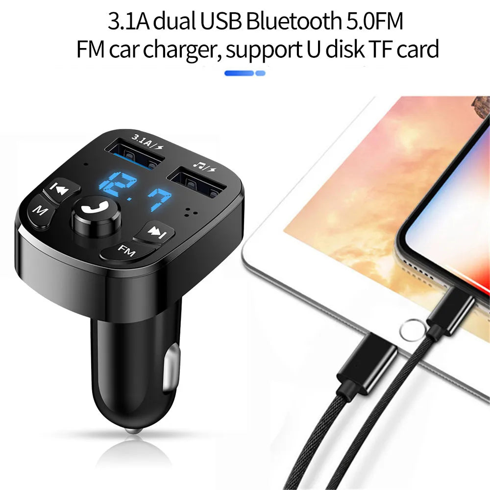 Car Charger FM Transmitter Bluetooth Audio Dual USB Car MP3 Player Autoradio Handsfree Charger 3.1A Fast Charger Car Accessories