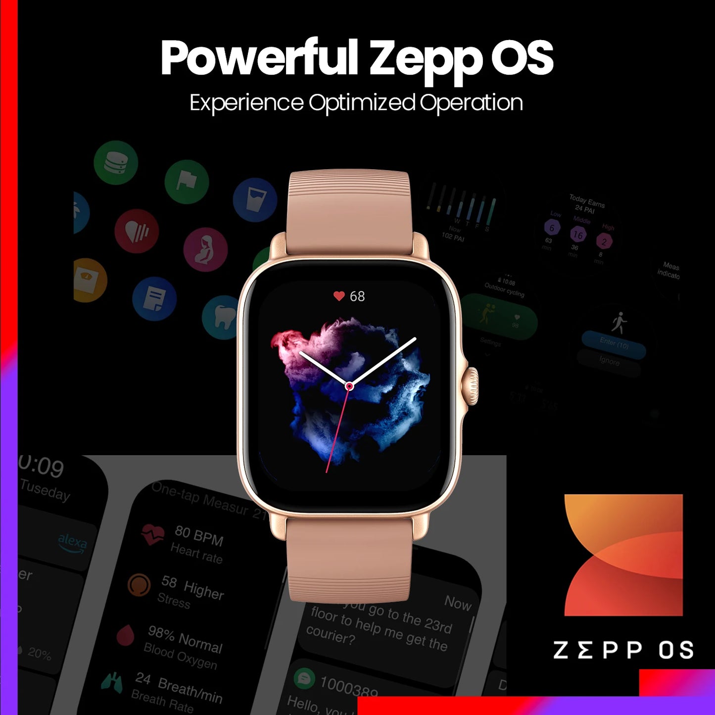 New Amazfit GTS 3 GTS3 GTS-3 Zepp OS 42mm Smartwatch Alexa 12-day Battery Life Smart watch for Andriod