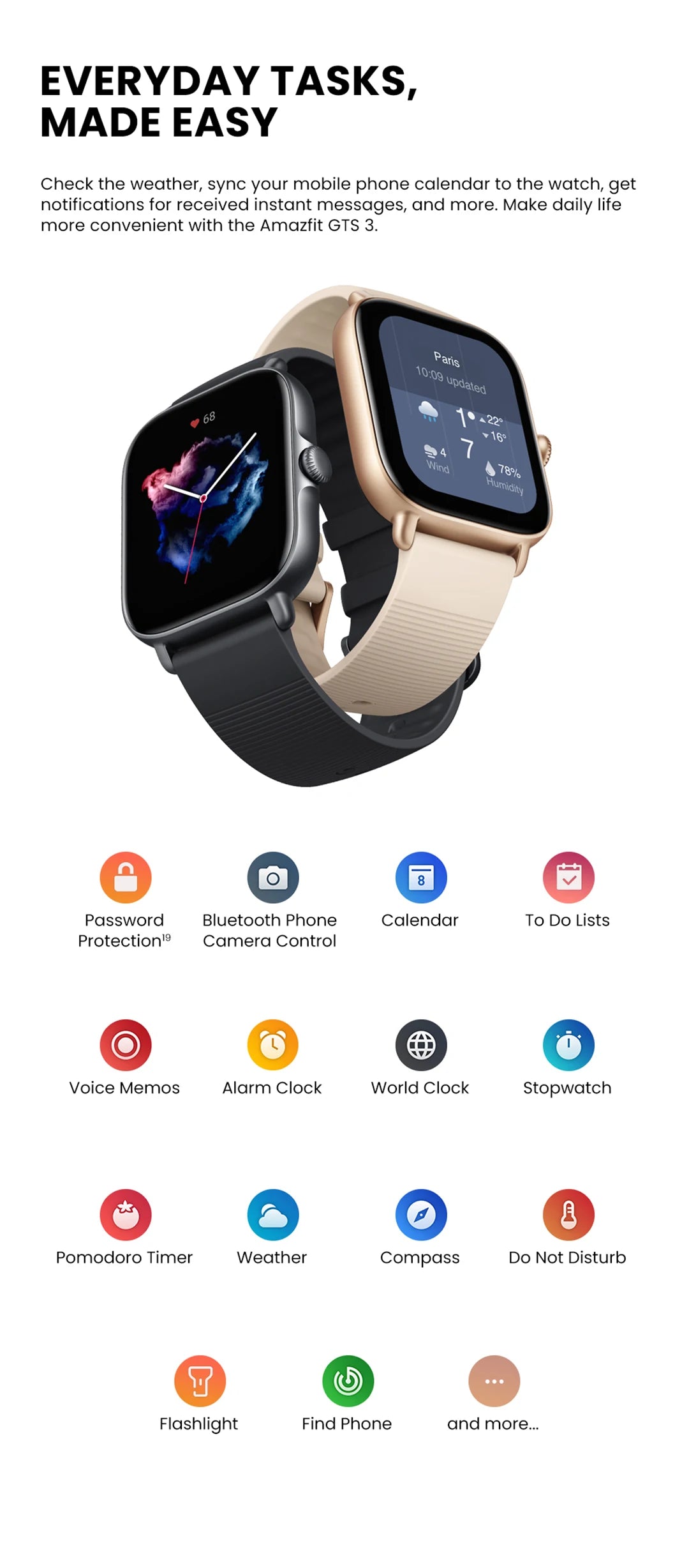 New Amazfit GTS 3 GTS3 GTS-3 42mm Smartwatch 5 Satellite Navigation Systems 150+ Sport Modes Smart watch For Andriod IOS