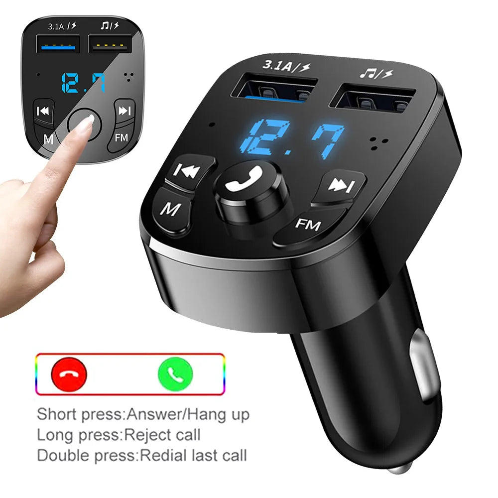 Bluetooth 5.0 FM Transmitter 4.2A Car Charger Dual USB Car Mp3 Player Radio Modulator for Car Handsfree Phone Music