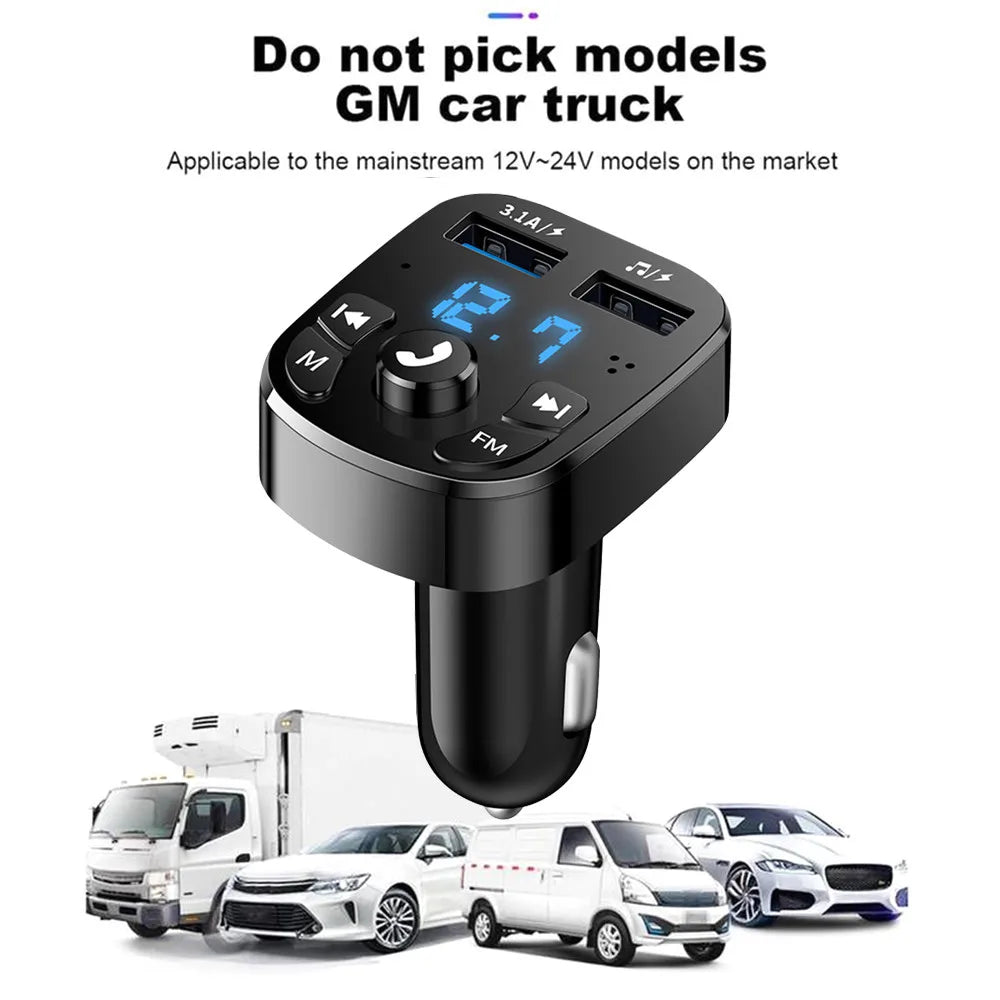 Bluetooth 5.0 FM Transmitter 4.2A Car Charger Dual USB Car Mp3 Player Radio Modulator for Car Handsfree Phone Music