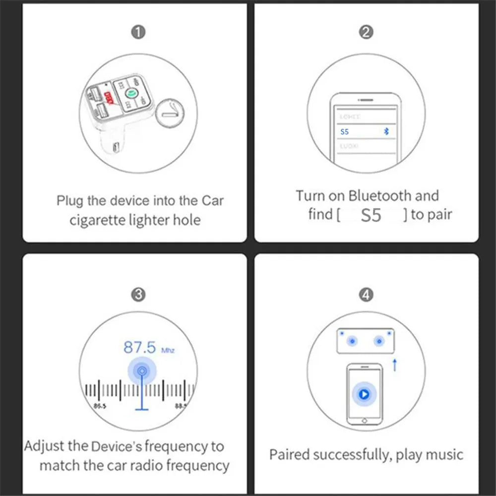 Bluetooth 5.0 FM Transmitter 4.2A Car Charger Dual USB Car Mp3 Player Radio Modulator for Car Handsfree Phone Music