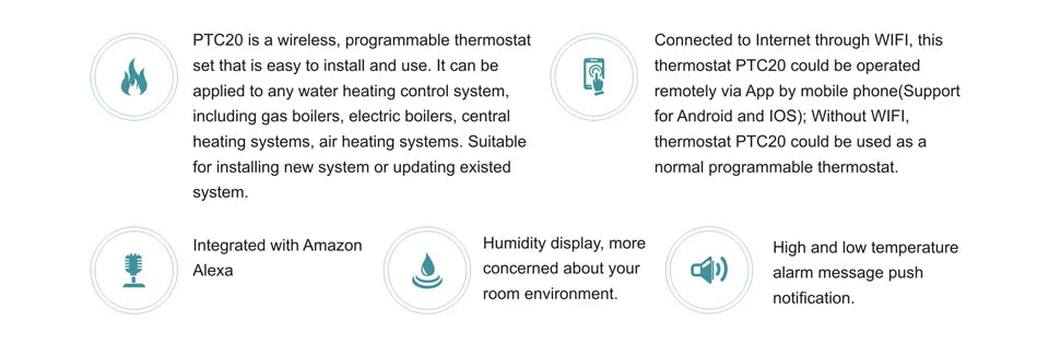 POER WiFi heating Smart Thermostat Temperature Controller for Gas Boiler Electric Underfloor Heating support Alexa 110-220v