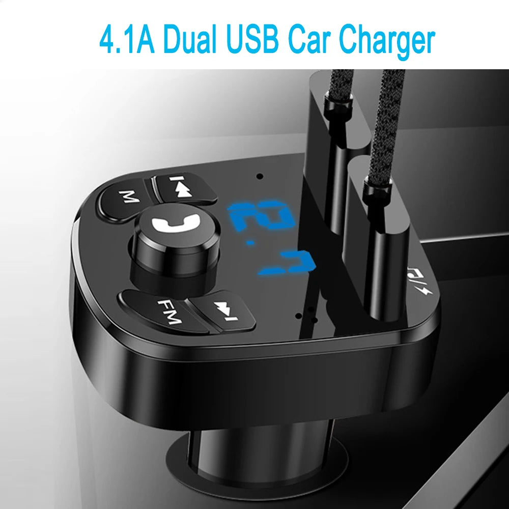 Bluetooth 5.0 FM Transmitter 4.2A Car Charger Dual USB Car Mp3 Player Radio Modulator for Car Handsfree Phone Music