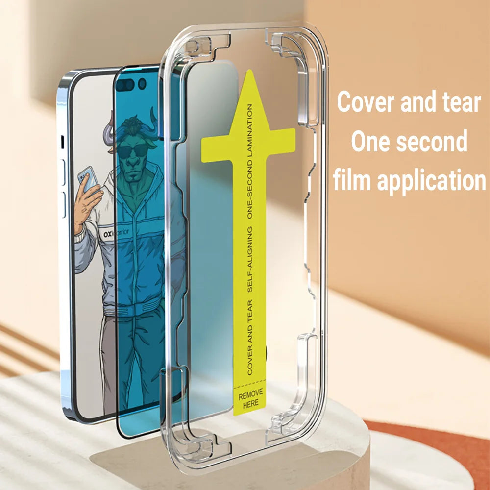 Tempered Glass For iPhone 15 13 12 11 16 14 Pro Max XR XS 7 8 Mini Full Cover Screen Protector With Positioning installation Box