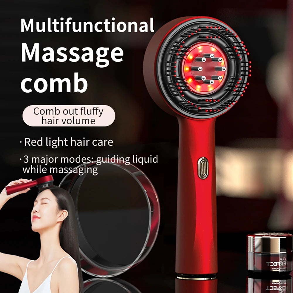 Electric Massage Comb Vibration Red Light Therapy Hair Growth Massage Scalp Brush Anti Hair Loss Liquid Oil Applicator