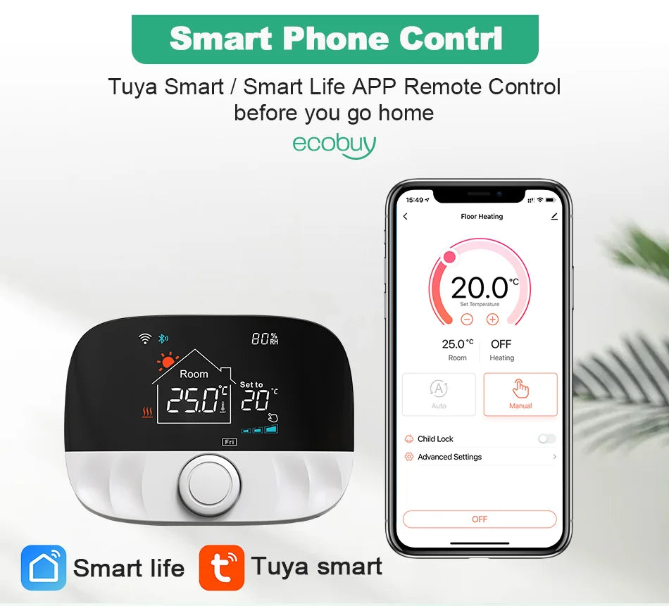 Tuya Smart Wifi Heating Thermostat Room Wireless  Boiler Heater Thermostat Battery Temperature Controller Alexa Google Home