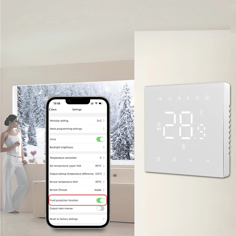 AVATTO Tuya WiFi Heating Thermostat 220v,Smart Electric Water Floor Heating Temperature Controller for Google Home Alexa Alice