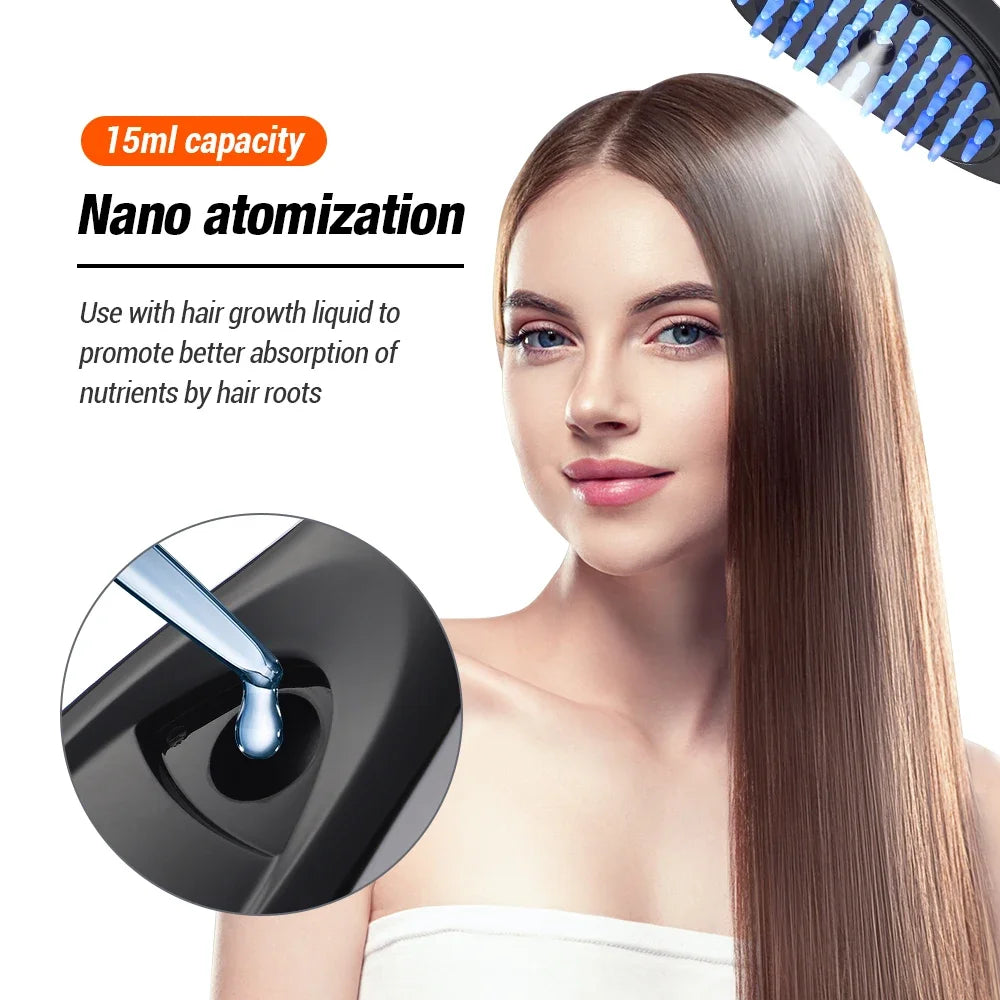 Electric Spray Massage Comb Anti Hair Loss Cordless Hair Growth 3 Mode Head Meridian Vibrater Massager Scalp Hair Oil Applicator