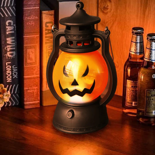 Halloween Pumpkin Lights Decorative Kerosene Lanterns LED Handheld Lamp Pumpkin for Table Camping Garden Yard Decorations