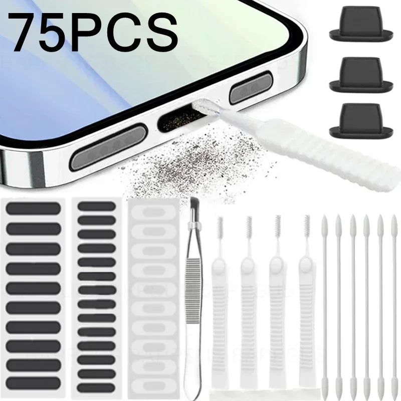 Mobile Phone Speaker Port Dust Plug Sticker Cleaner Tool Kit Set For iPhone 15 Samsung Mi Universal Charging Port Cleaning Brush