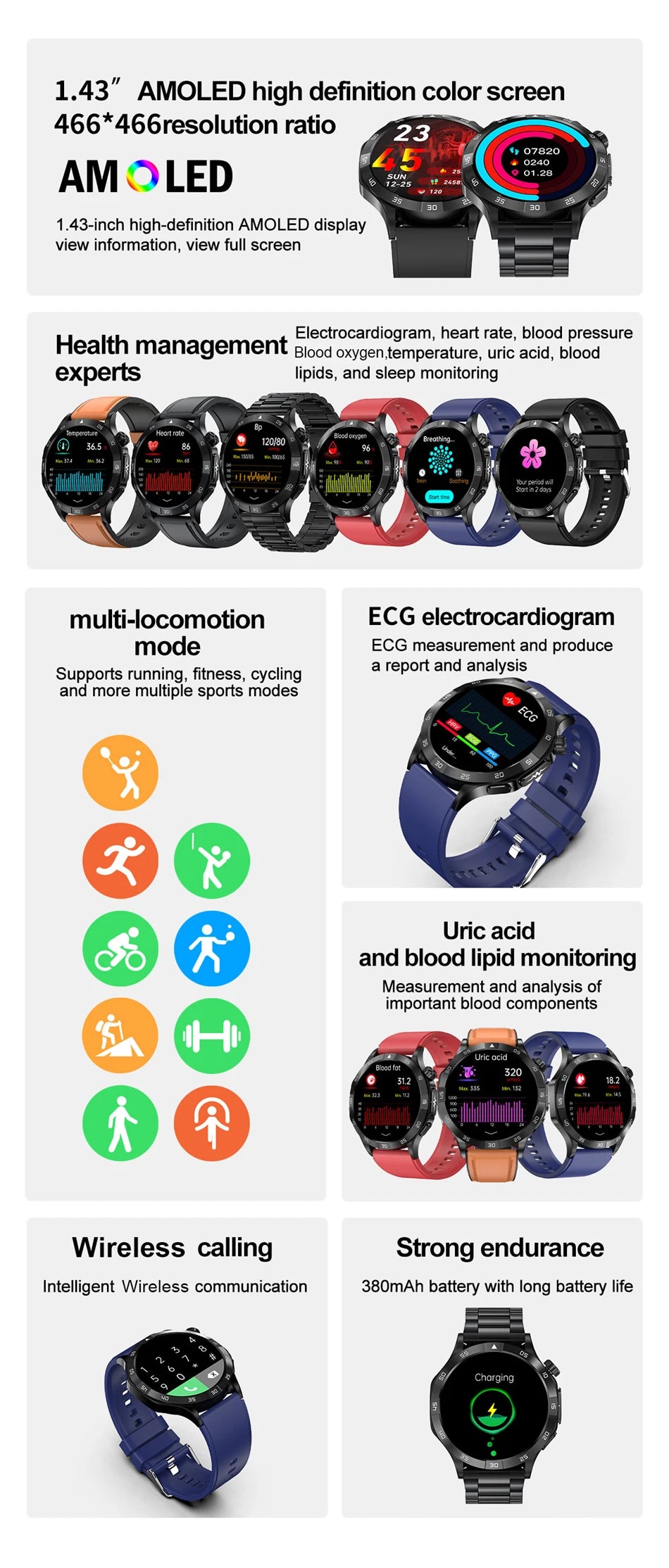 LIGE AI Medical Grade ECG+PPG Smart Watch Health Monitor Men Women Bracelet Bluetooth Call Waterproof Smartwatch For Android IOS