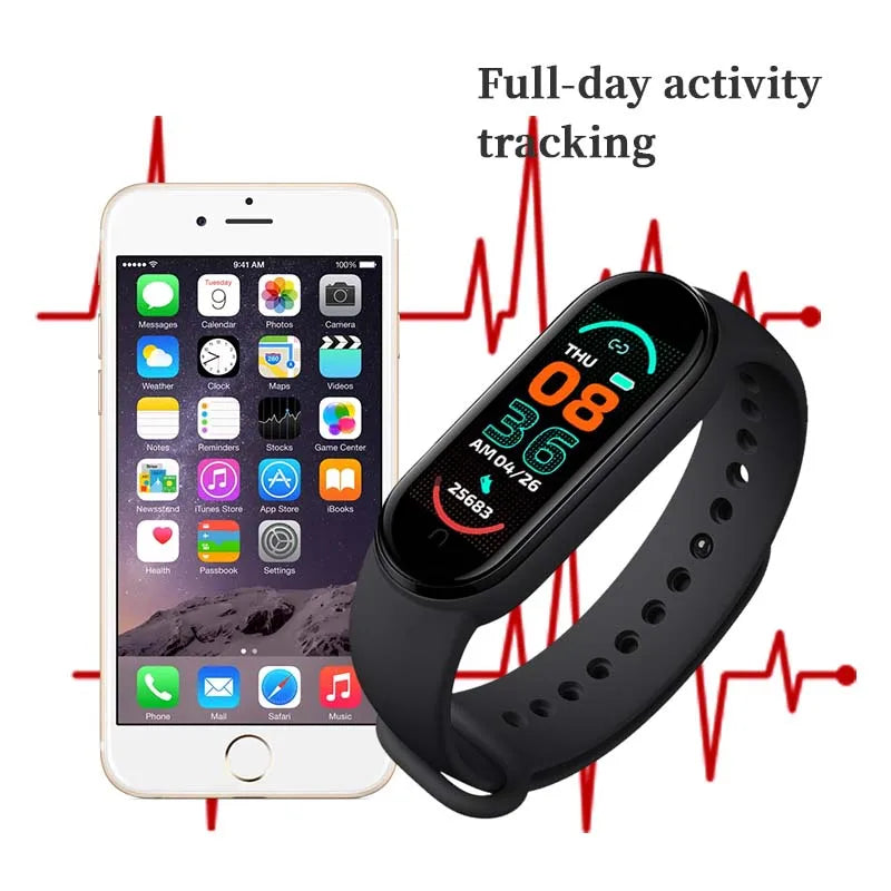 M6 Smart Watch Men Women Fitness Tracker Smartwatch Blood Pressure Heart Rate Monitor Fitness Band Smartbracelet for Ios Android