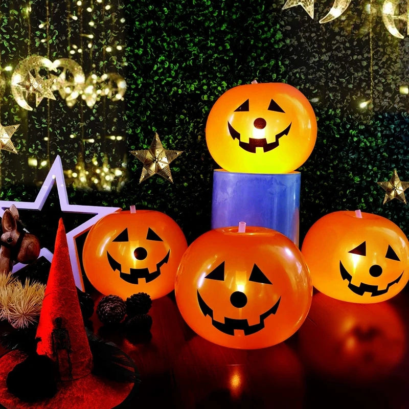 Halloween Pumpkin Lantern Balloon LED Luminous Floor Stand Toy Party Atmosphere Pumpkin Lantern Decoration Balloon