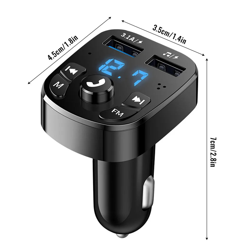 Car Charger FM Transmitter Bluetooth Audio Dual USB Car MP3 Player Autoradio Handsfree Charger 3.1A Fast Charger Car Accessories