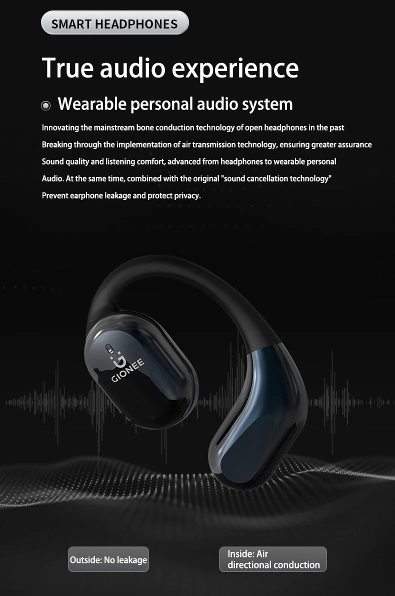 Gionee JL001 Open Ear Wireless Headphone Bluetooth Headset Bone Conduction Earphone Sports Waterproof Earbuds with Mic for Phone