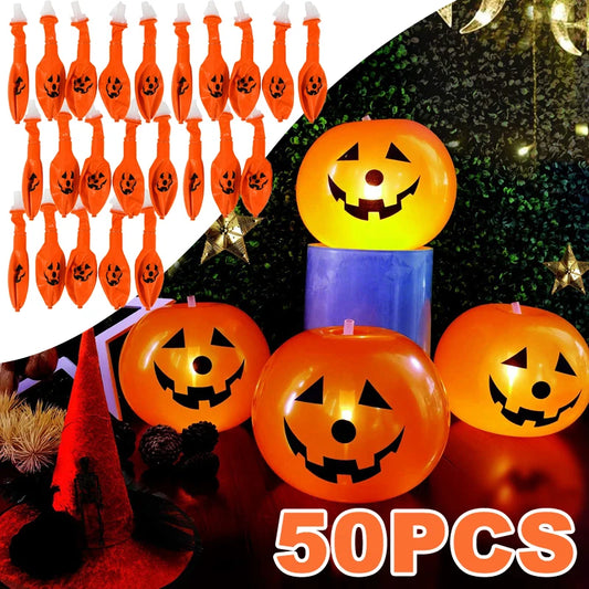 Halloween Pumpkin Lantern Balloon LED Luminous Floor Stand Toy Party Atmosphere Pumpkin Lantern Decoration Balloon