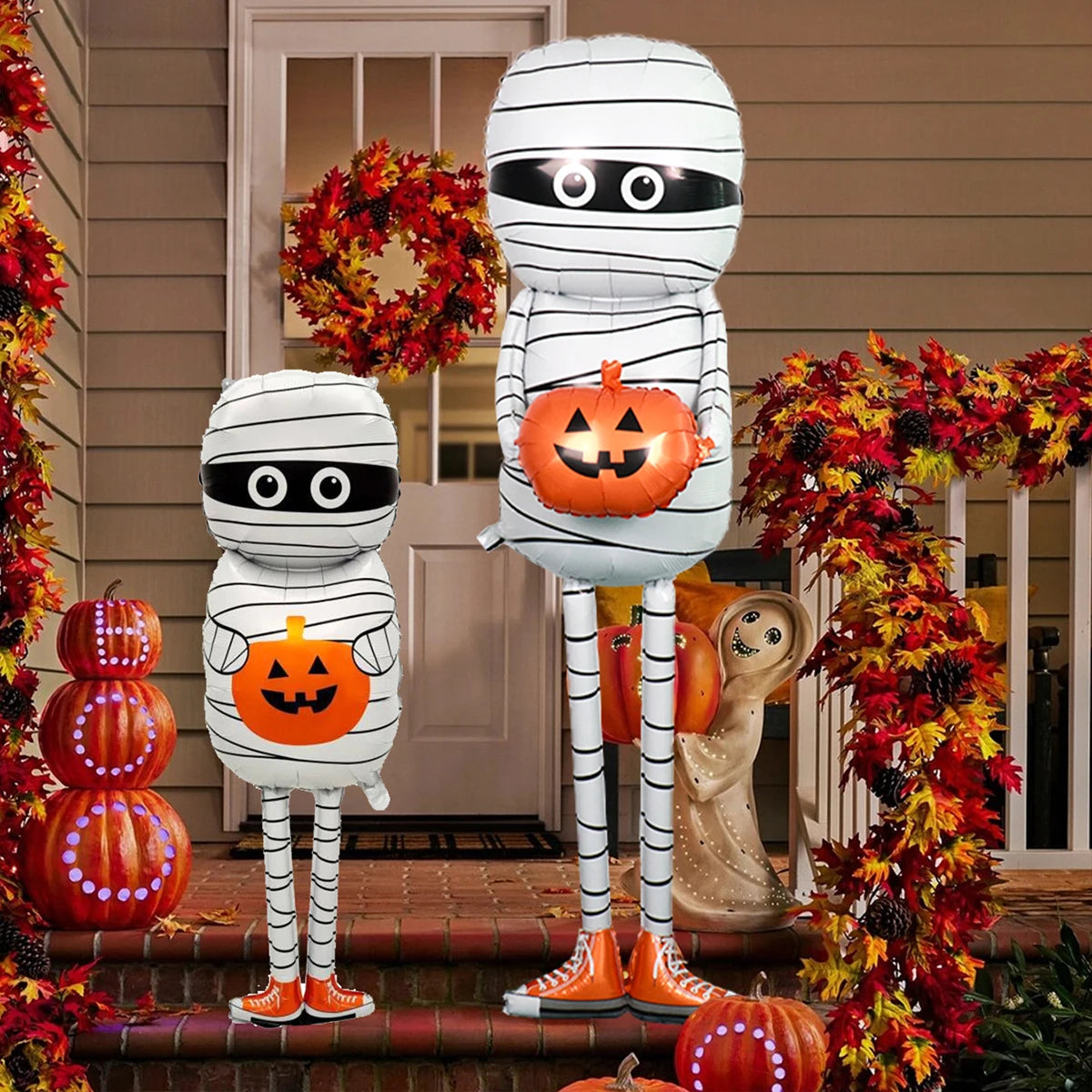 1pc Halloween Mummy Holding Pumpkin Aluminum Foil Balloon, Scary Halloween, Horror Haunted House Children's Toy