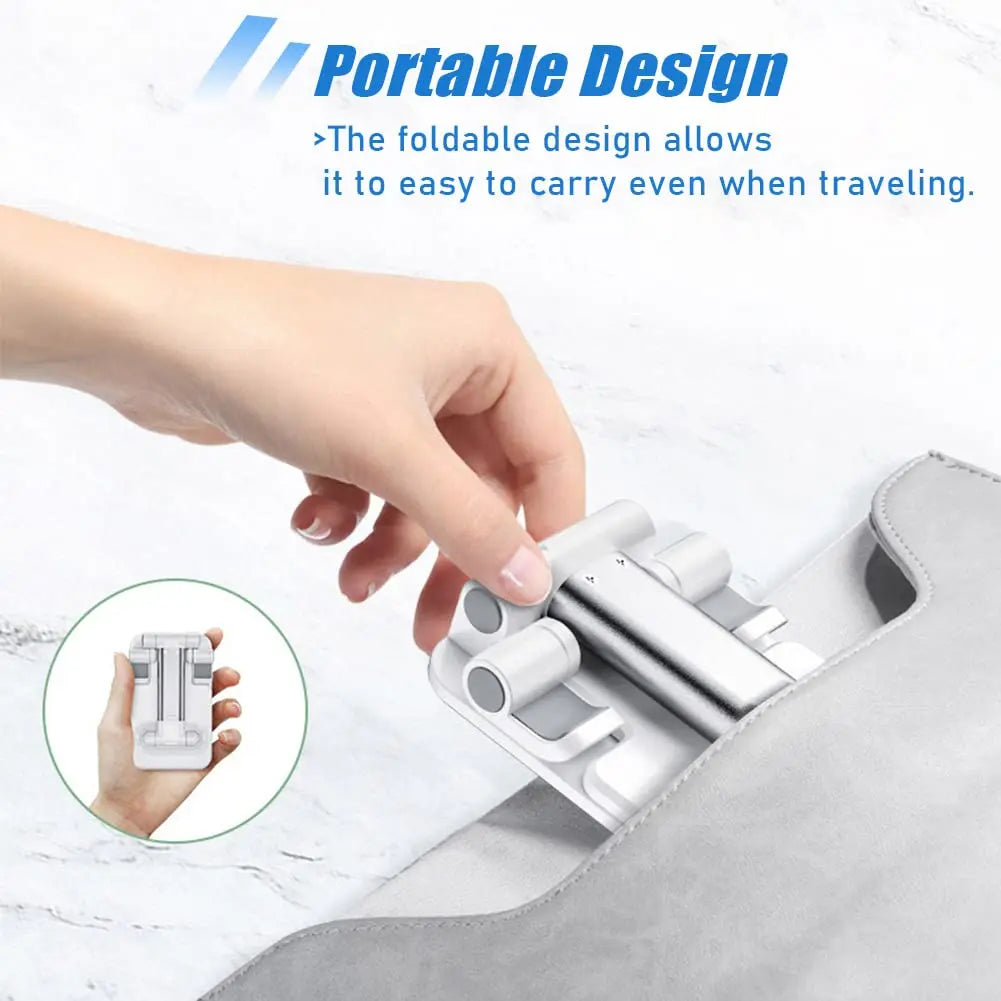 Foldable Phone Stand Adjustable Angle And Height With Silicone Pad Suitable For Desktop Fully Foldable Phone Stand Compatible