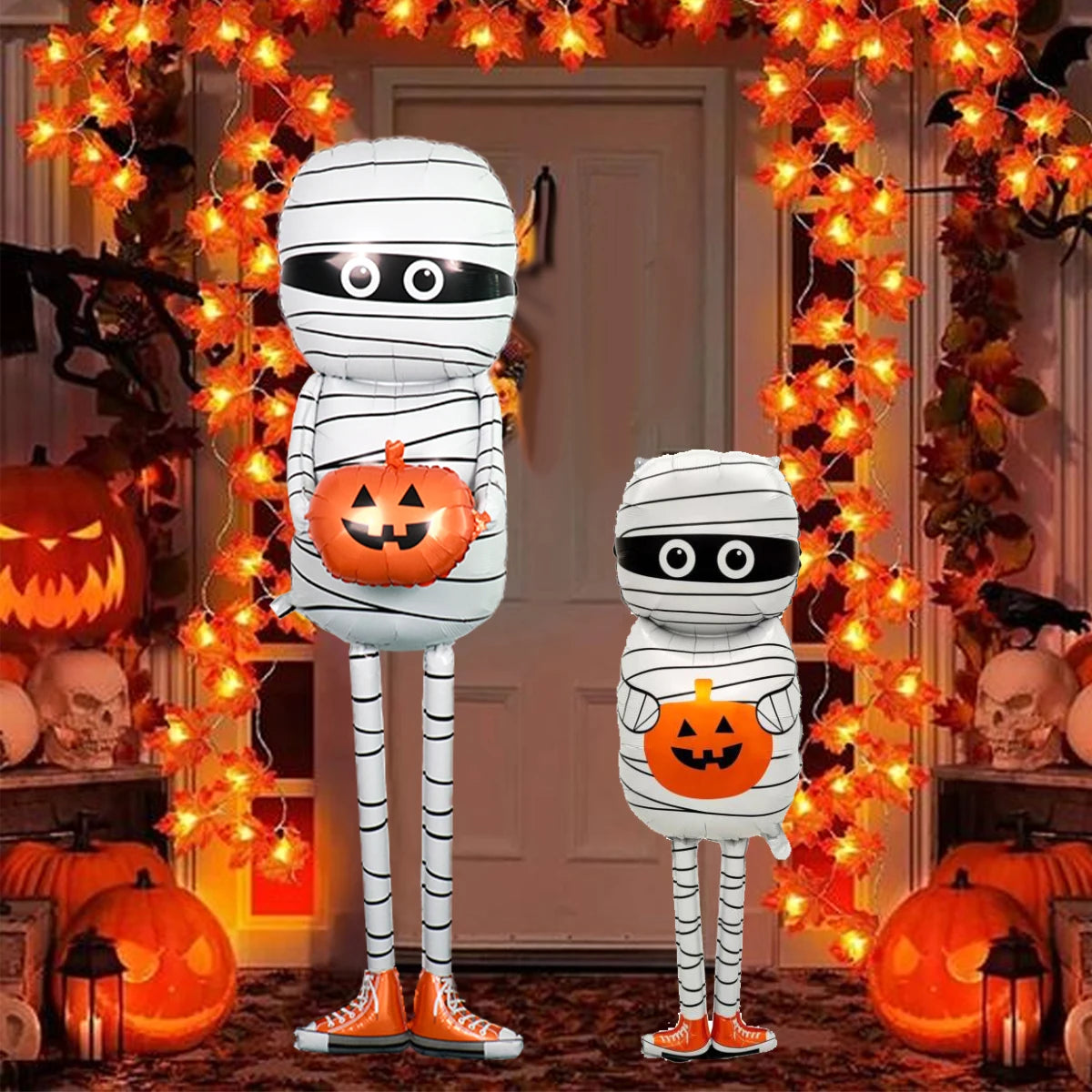 1pc Halloween Mummy Holding Pumpkin Aluminum Foil Balloon, Scary Halloween, Horror Haunted House Children's Toy