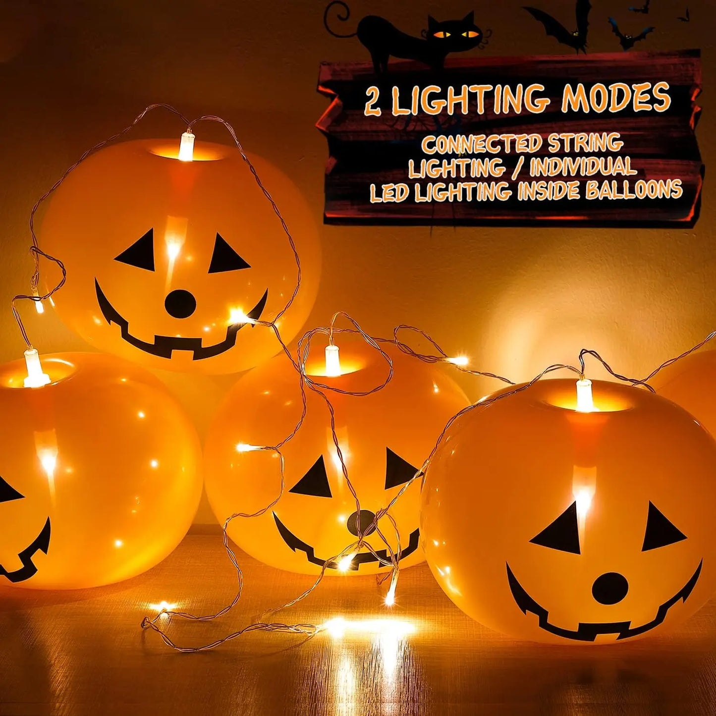 Halloween Pumpkin Lantern Balloon LED Luminous Floor Stand Toy Party Atmosphere Pumpkin Lantern Decoration Balloon