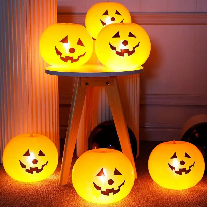 Halloween Pumpkin Lantern Balloon LED Luminous Floor Stand Toy Party Atmosphere Pumpkin Lantern Decoration Balloon