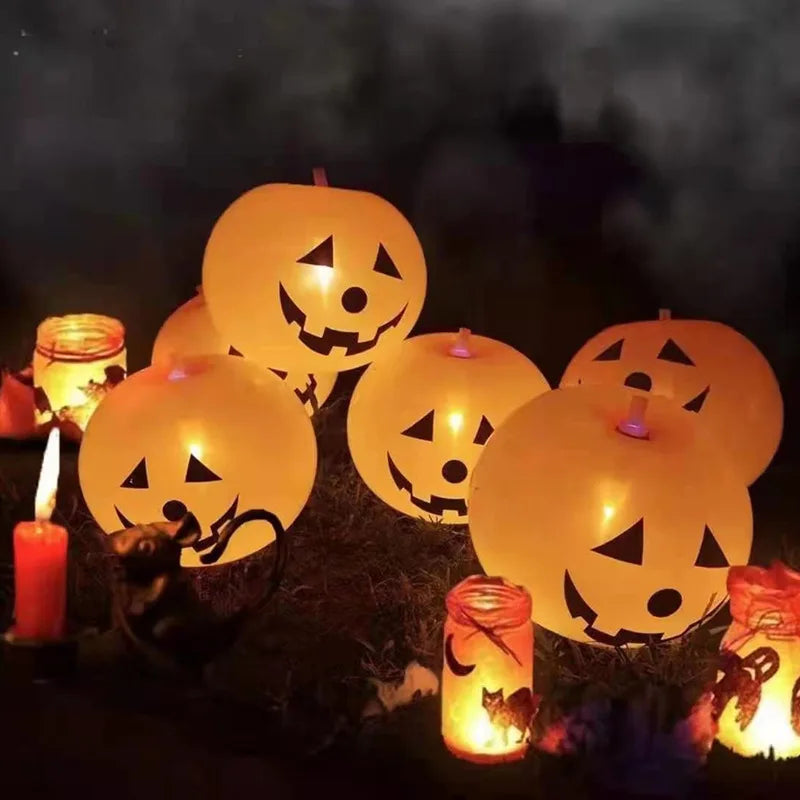 Halloween Pumpkin Lantern Balloon LED Luminous Floor Stand Toy Party Atmosphere Pumpkin Lantern Decoration Balloon