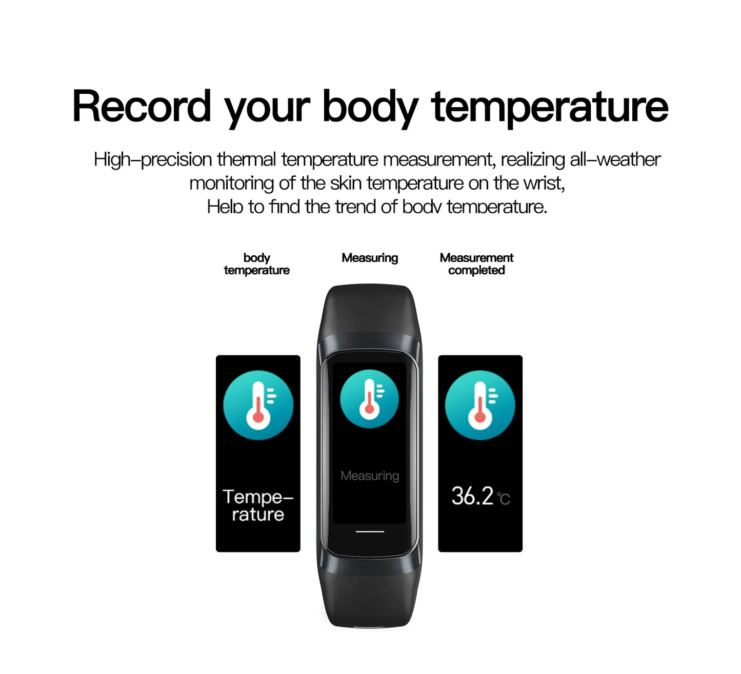 1.1'' AMOLED Men Smart Watch Body Temperature Monitor Fitness Clock Sports Waterproof Smartwatch Band for Women IOS Android 2023