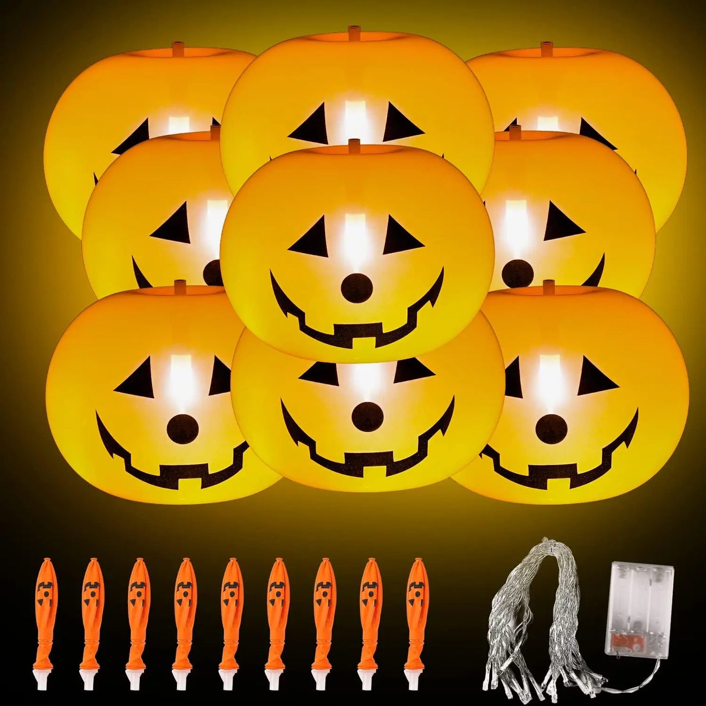 Halloween Pumpkin Lantern Balloon LED Luminous Floor Stand Toy Party Atmosphere Pumpkin Lantern Decoration Balloon