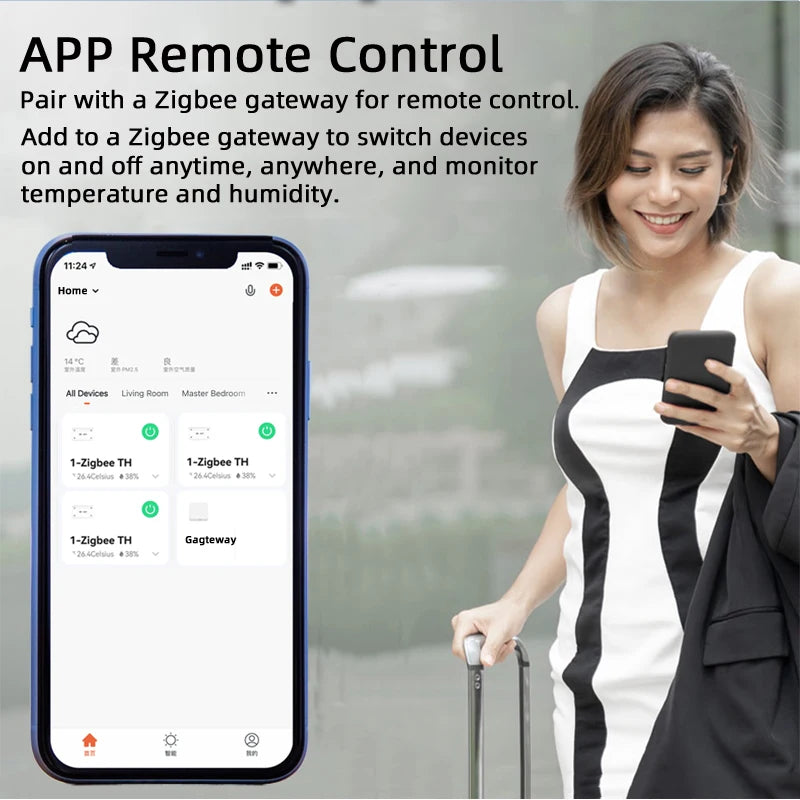 Tuya Smart Zigbee Switch 16A 3000W Real-time Temperature and Humidity Monitoring Zigbee Thermostat Alexa Alice Compatible