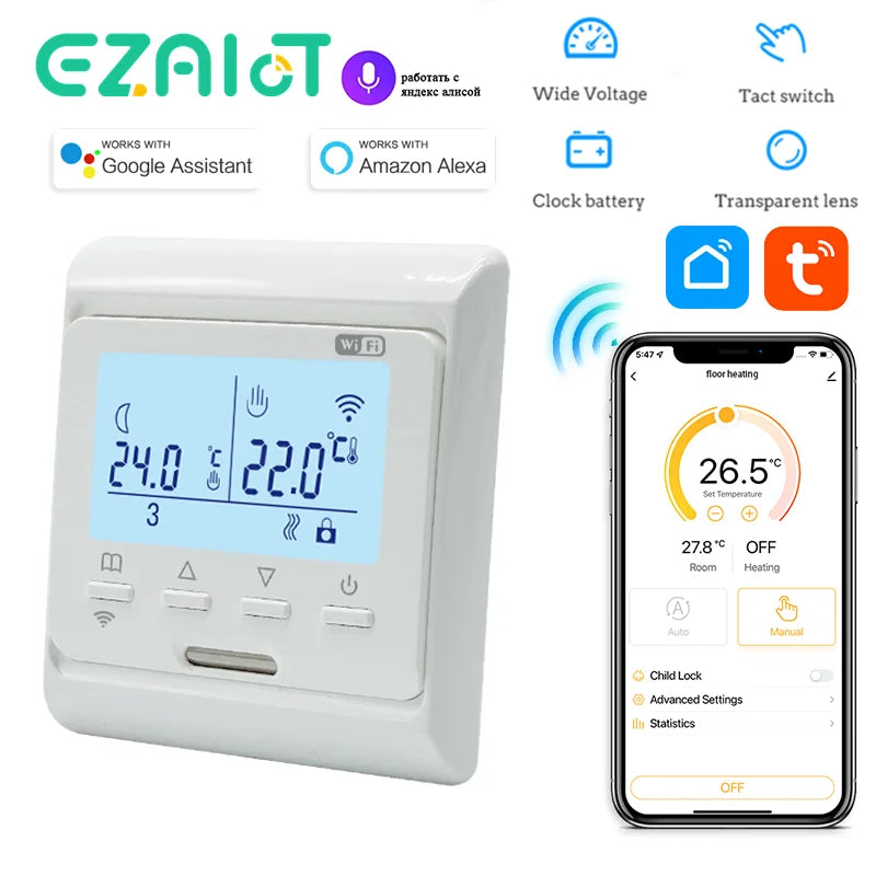 WiFi Heat Floor Programmable Thermostat 220V 16A Electric Home Underfloor Warm Heating Temperature Controller APP Remote Control