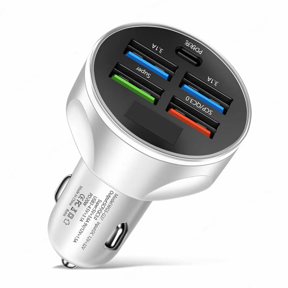 4usb PD 250W Car Charger Type C Fast Charging Auto Mobile Phone Adapter For iPhone Samsung Huawei Xiaomi QC 3.0