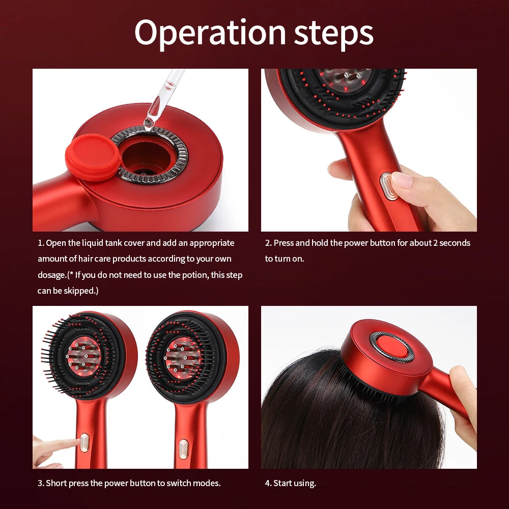 Electric Massage Comb Vibration Red Light Therapy Hair Growth Massage Scalp Brush Anti Hair Loss Liquid Oil Applicator