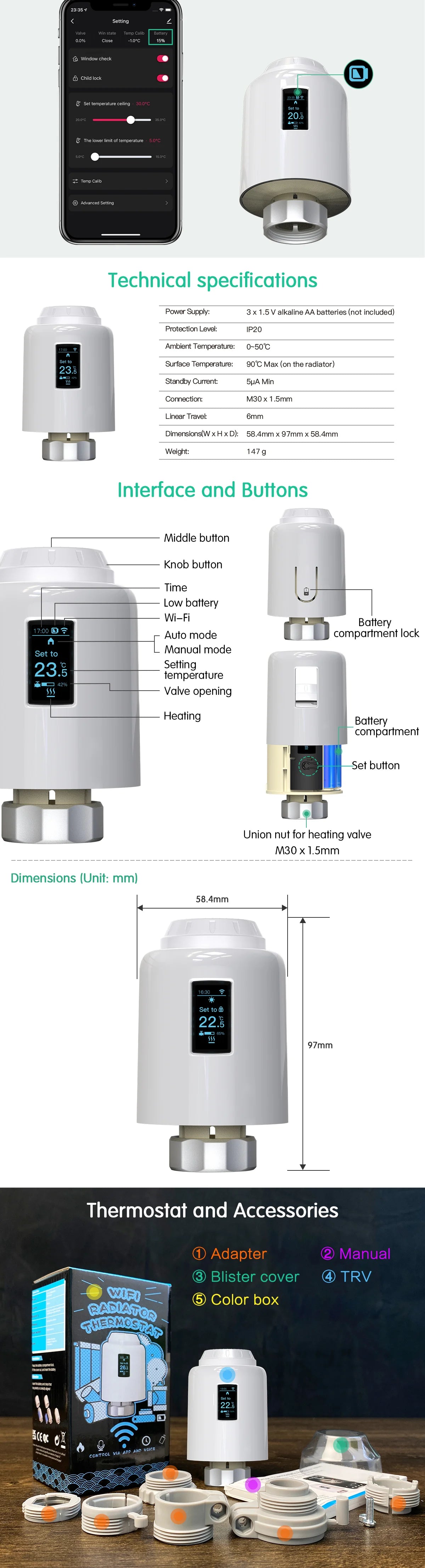 Tuya WiFi Thermostat Radiator Valve Smart TRV Thermostatic Head Heating Temperature Controller No Need Zigbee Alexa Google Home