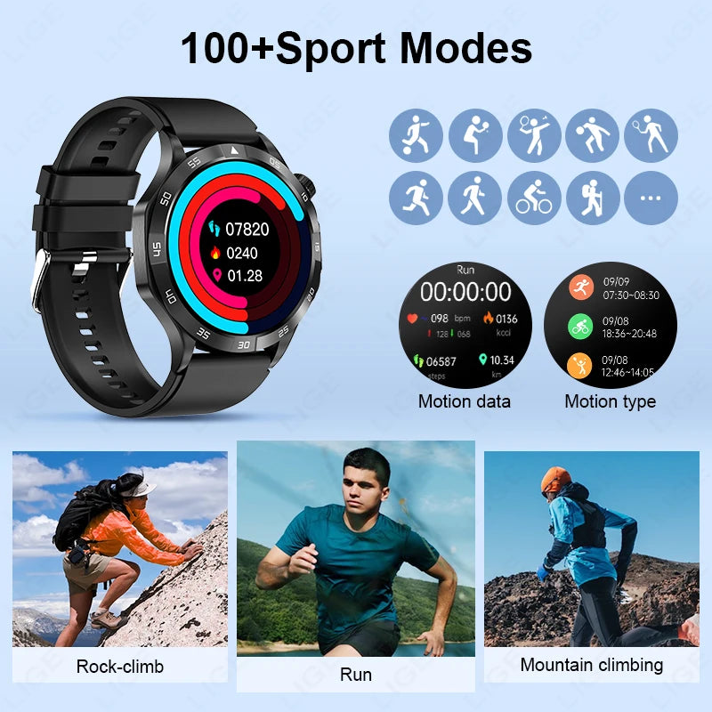 LIGE AI Medical Grade ECG+PPG Smart Watch Health Monitor Men Women Bracelet Bluetooth Call Waterproof Smartwatch For Android IOS