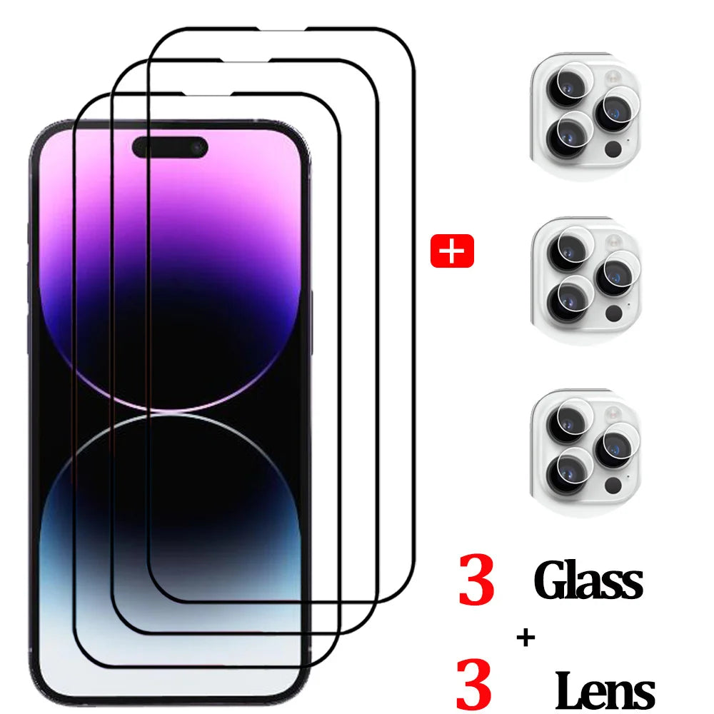 protector pantalla For IPhone 16 15 14 13 12 11 Pro Max Tempered Glass iPhone 15 Pro max Screen Protector iPhone13 Mini Cristal templado iPhone14 Plus Front Film iPhone15 ProMax Original Phone Film & Camera Protectors