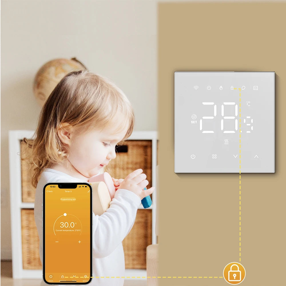 AVATTO Tuya WiFi Heating Thermostat 220v,Smart Electric Water Floor Heating Temperature Controller for Google Home Alexa Alice