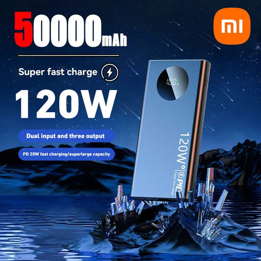 Xiaomi 120W 50000mAh High Capacity Power Bank Fast Charging Powerbank Portable Battery Charger For iPhone Samsung Huawei 2024NEW