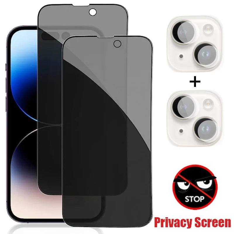 iPhone 14 15 Pro Privacy Screen Protector + Camera for iPhone 14 13 12 15 Pro Max Anti-Spy Glass Film iPhone15 pro iphone 15