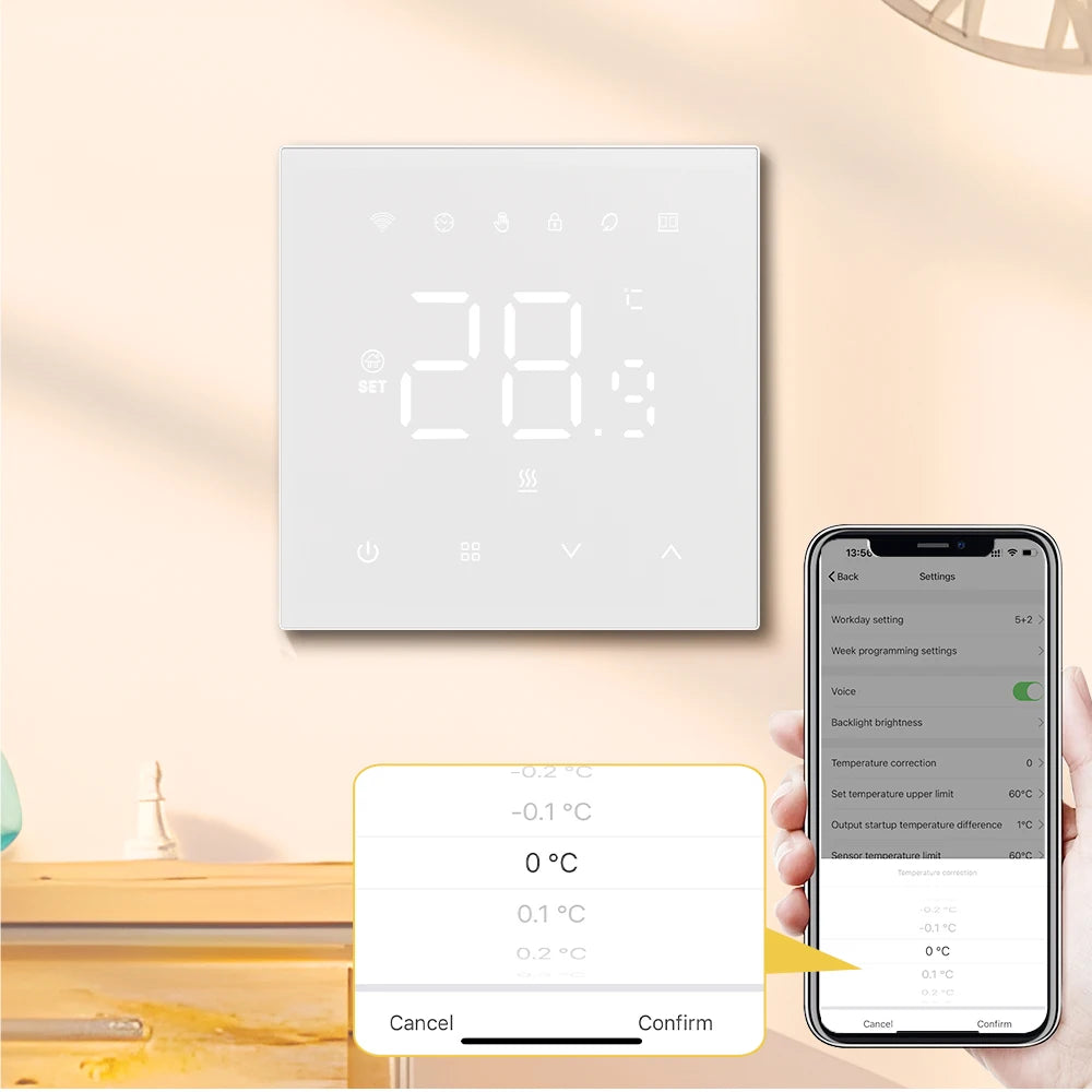 AVATTO Tuya WiFi Heating Thermostat 220v,Smart Electric Water Floor Heating Temperature Controller for Google Home Alexa Alice