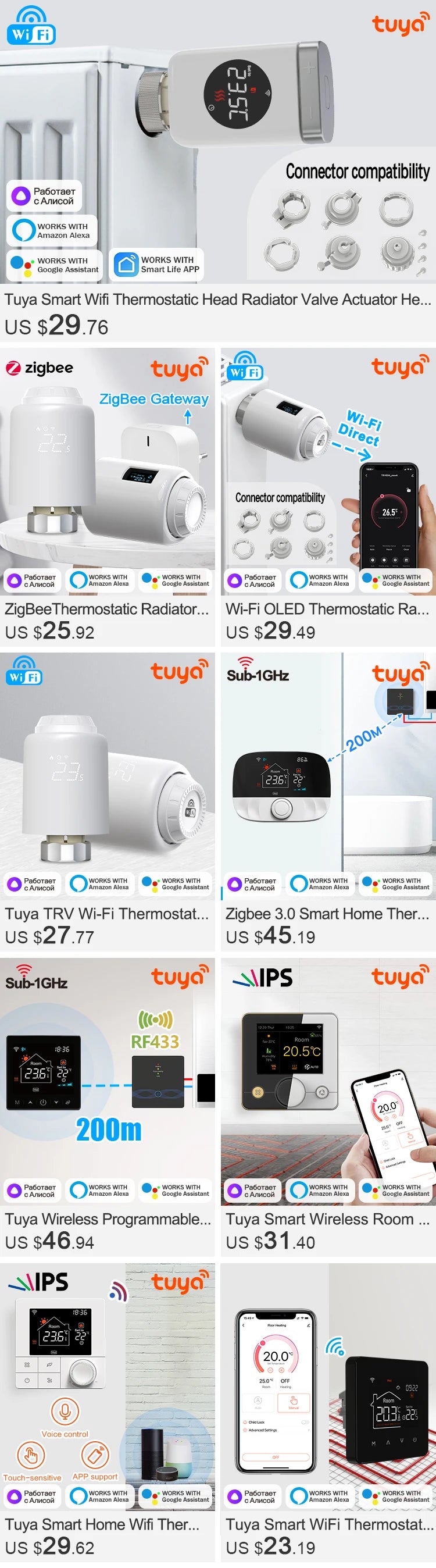 Tuya Smart Wifi Heating Thermostat Room Wireless  Boiler Heater Thermostat Battery Temperature Controller Alexa Google Home