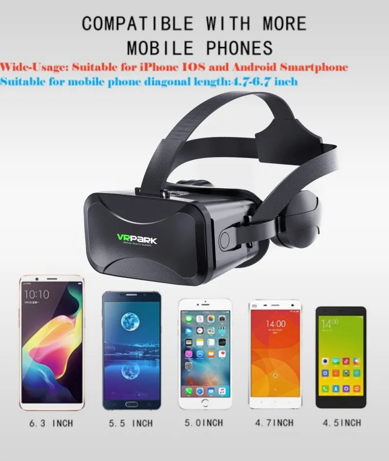 Virtual Reality 3D VR Glasses Headset Smart Phone Goggles Helmet Device Lenses Smartphone Viar Headphone For iPhone Android Game