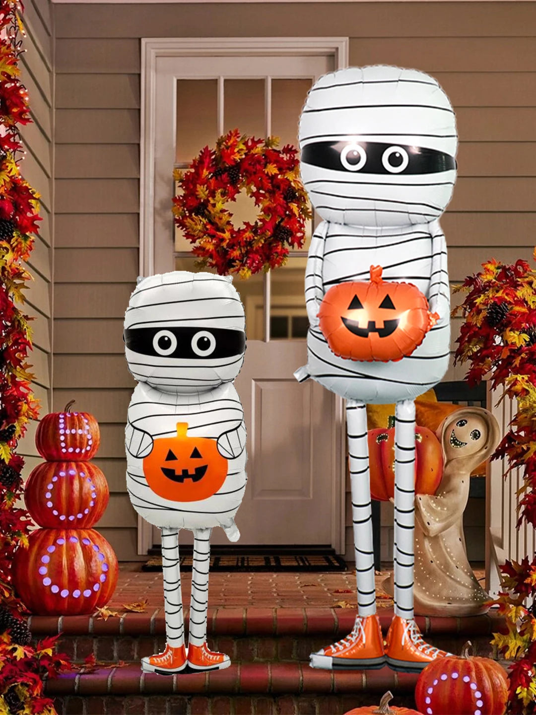 1pc Halloween Mummy Holding Pumpkin Aluminum Foil Balloon, Scary Halloween, Horror Haunted House Children's Toy