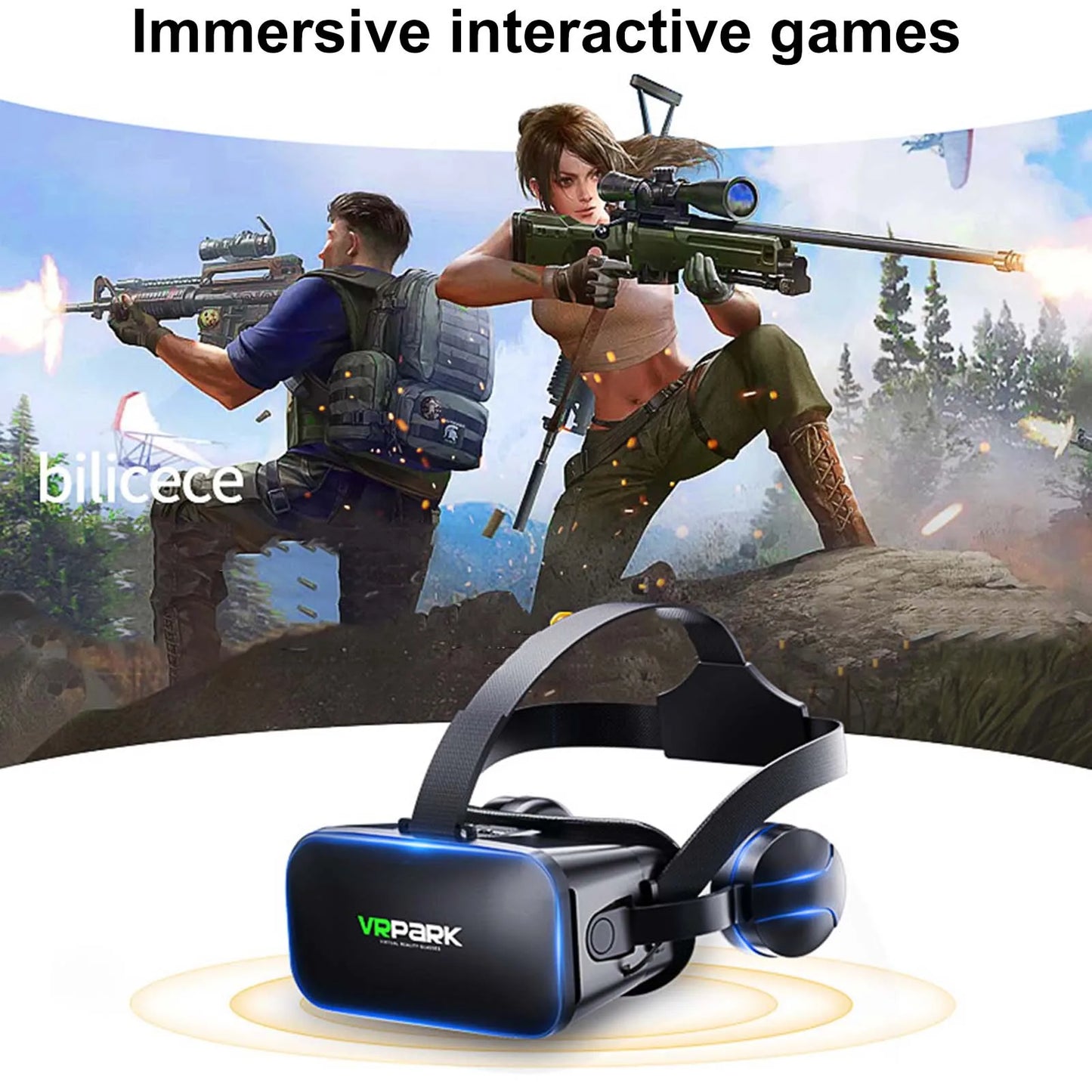 Adjustable VR Glasses HiFi Headset Immersive 3D Virtual Reality Glasses For IOS Android PC With Wireless Handle Eye Protection