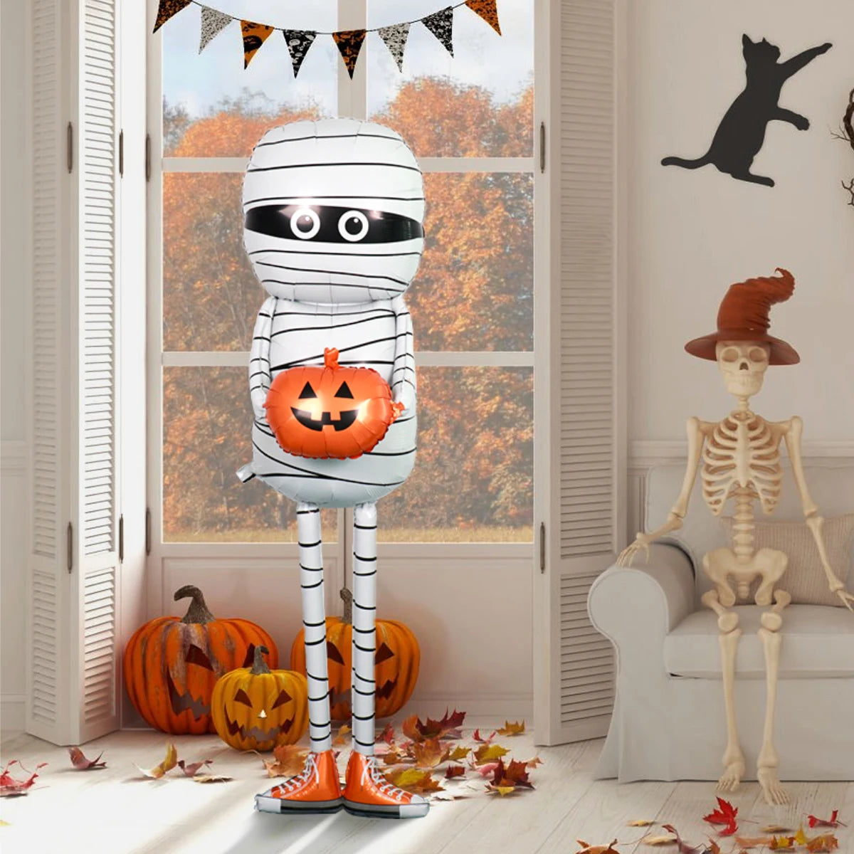 1pc Halloween Mummy Holding Pumpkin Aluminum Foil Balloon, Scary Halloween, Horror Haunted House Children's Toy