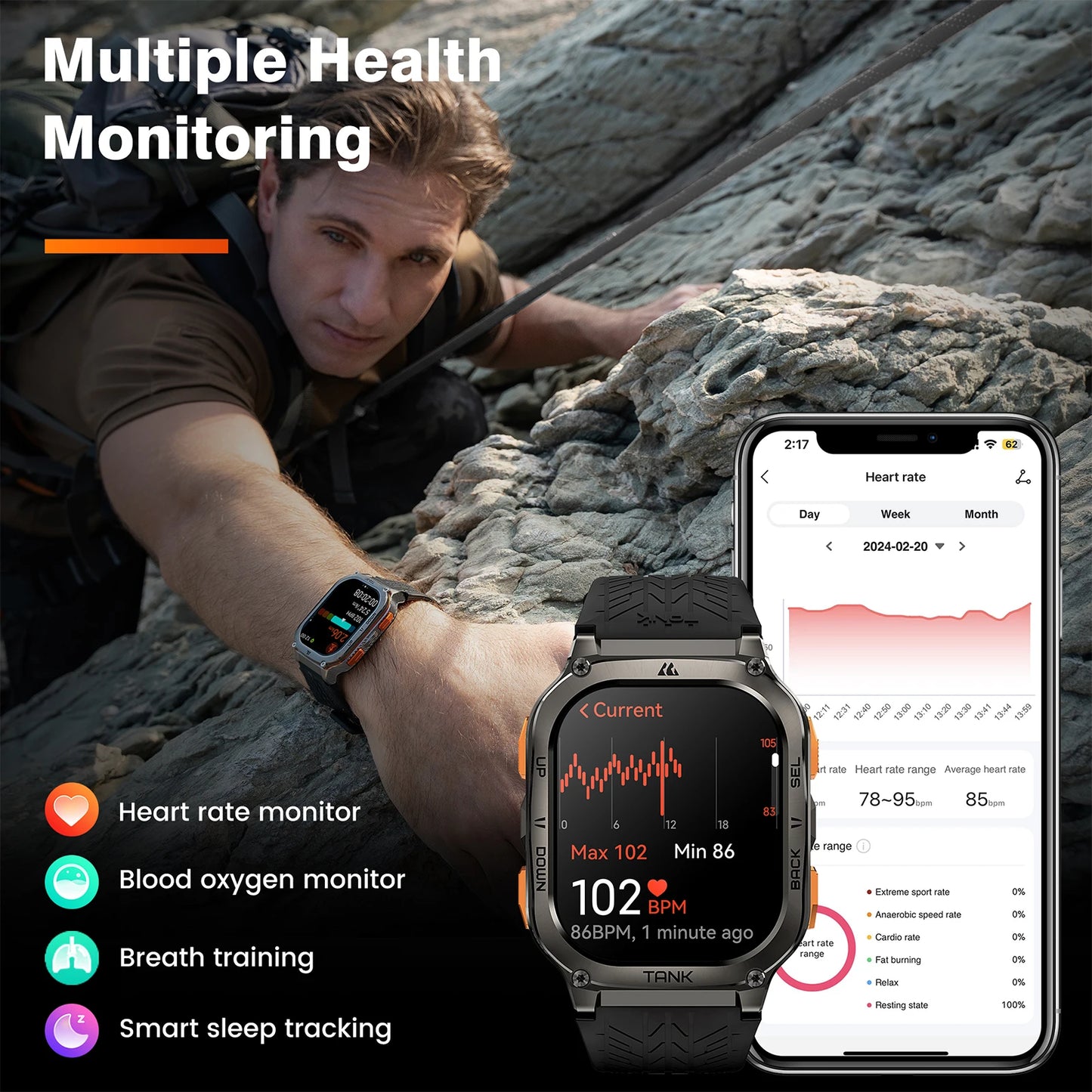 NEW Original KOSPET TANK M3 Ultra GPS Smart Watches For Men Smartwatch 480mAh Waterproof Digital Fitness AOD Bluetooth Watch